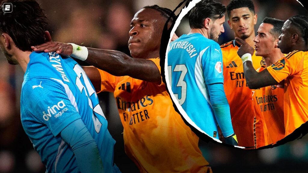 Goleiro que causou expulsão de Vinicius Jr. em Valencia x Real fala em ‘jogo psicológico’