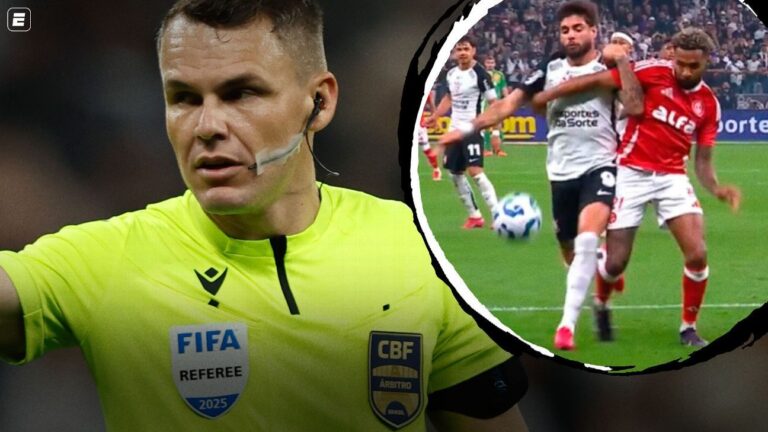 ‘Ele joga a perna’: CBF divulga áudio do VAR com lance que revoltou Inter contra o Corinthians