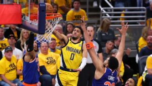 Haliburton anota triplo-duplo, e Pacers abrem 3 a 1 contra os Knicks em partida eletrizante